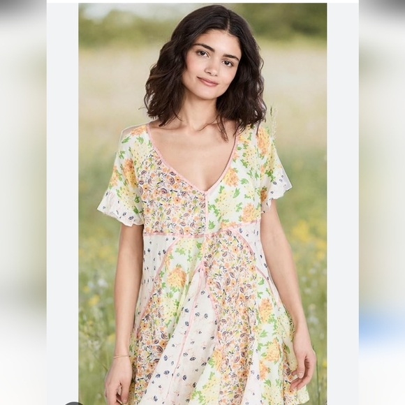 Free People Wildflower Patchwork Mini Dress Womens Size: XS - Picture 3 of 7